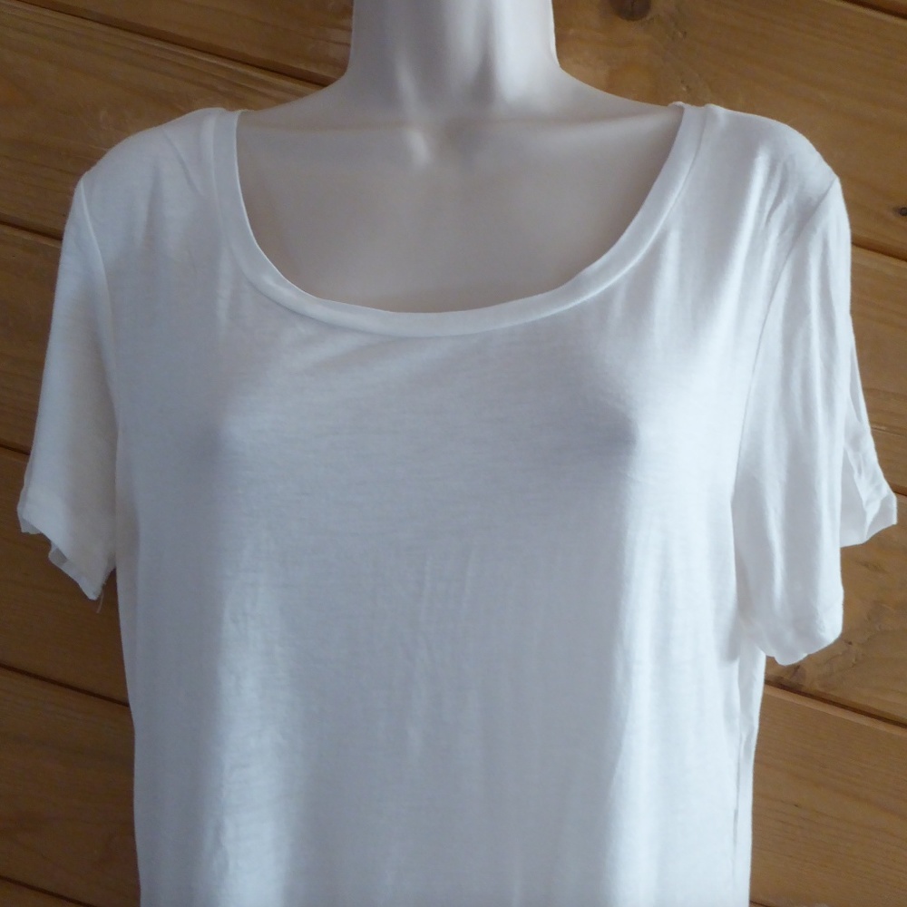 Halogen White Basic Scoop Neck Tee Short Sleeve - image 4
